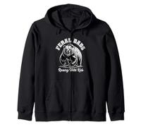 Feral Dads Raising Wild Kids Angry Bear Fatherhood Graphic Zip Hoodie