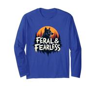 Feral & Fearless: Fierce Wolf Wilderness Adventure Long Sleeve T-Shirt, Adult Unisex, Royal Blue, M