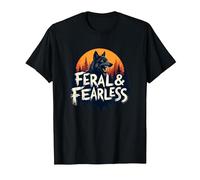 Feral & Fearless: Fierce Wolf Wilderness Adventure T-Shirt, Men, Black, 5XL