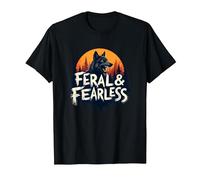 Feral & Fearless: Fierce Wolf Wilderness Adventure T-Shirt, Men, Black, XXL