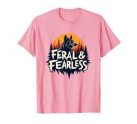 Feral & Fearless: Fierce Wolf Wilderness Adventure T-Shirt, Men, Pink, 3XL
