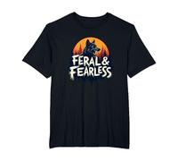 Feral & Fearless: Fierce Wolf Wilderness Adventure T-Shirt, Men's Big and Tall, Black, 5X Tall