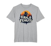 Feral & Fearless: Fierce Wolf Wilderness Adventure T-Shirt, Men's Big and Tall, Heather Grey, 5X Tall