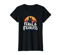 Feral & Fearless: Fierce Wolf Wilderness Adventure T-Shirt, Women, Black, 3XL