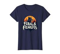 Feral & Fearless: Fierce Wolf Wilderness Adventure T-Shirt, Women, Navy, 3XL