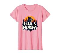 Feral & Fearless: Fierce Wolf Wilderness Adventure T-Shirt, Women, Pink, 3XL
