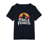 Feral & Fearless: Fierce Wolf Wilderness Adventure T-Shirt, Women's Plus, Black, 6X