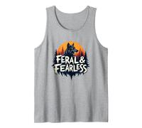 Feral & Fearless: Fierce Wolf Wilderness Adventure Tank Top, Men, Heather Grey, M
