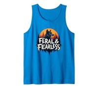 Feral & Fearless: Fierce Wolf Wilderness Adventure Tank Top, Men, Sapphire, S