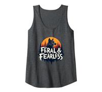 Feral & Fearless: Fierce Wolf Wilderness Adventure Tank Top, Women, Dark Heather Grey, S