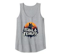 Feral & Fearless: Fierce Wolf Wilderness Adventure Tank Top, Women, Heather Grey, M