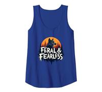 Feral & Fearless: Fierce Wolf Wilderness Adventure Tank Top, Women, Royal Blue, S