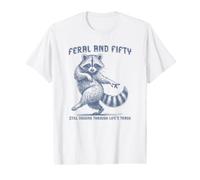 Feral & Fifty Raccoon 50th Birthday Value Graphic T-Shirt