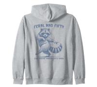 Feral & Fifty Raccoon 50th Birthday Zip Hoodie