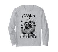 Feral & Forty Eight Funny Raccoon 48 Year Old 48th Birthday Long Sleeve T-Shirt