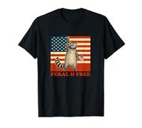Feral & Free Funny Patriotic Racoon Feral And Free 4th July T-Shirt