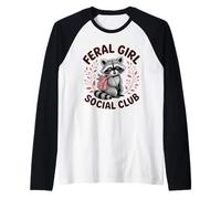 Feral Girl Social Club Cute Raccoon Animal Raglan Baseball Tee