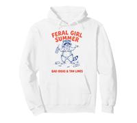 Feral Girl Summer Bad Ideas And Tan Lines Funny Raccoon Pullover Hoodie