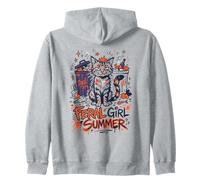 Feral Girl Summer Cat Tiara Trash Retro Wild Zip Hoodie