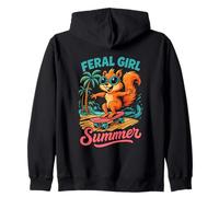 Feral Girl Summer Cool Skating Squirrel Zip Hoodie