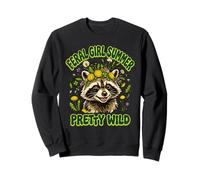Feral Girl Summer Pretty Wild Boho Floral Raccoon Sweatshirt