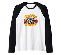 Feral Girl Summer Raccoon Cute Animal Nature Outdoors Raglan Baseball Tee