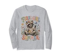 Feral Girl Summer Raccoon Floral Meme Long Sleeve T-Shirt