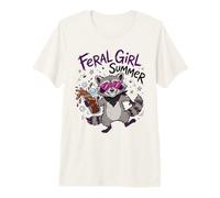 Feral Girl Summer Retro Trash Panda Coffee Chaos Premium T-Shirt