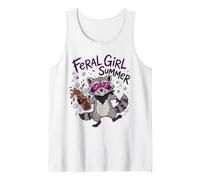 Feral Girl Summer Retro Trash Panda Coffee Chaos Tank Top