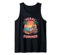 Feral Girl Summer Trash Panda Beach Vacation Dolphin Raccoon Tank Top