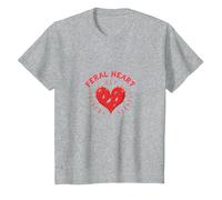 Feral Heart: Wild Love for Rebellious Romantics T-Shirt, Kids, Heather Grey, 12 Years