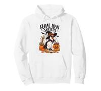 Feral Hen Society Witch Chicken Funny Halloween Pullover Hoodie