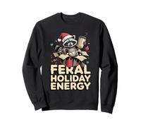 Feral Holiday Energy Funny Raccoon Christmas Sweatshirt