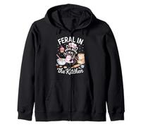 Feral In The Kitchen Funny Raccoon Baker Baking Cupcake Mom Zip Hoodie