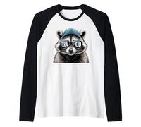 Feral Kid Raccoon Sunglasses Cap Design Raglan Baseball Tee