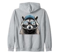 Feral Kid Raccoon Sunglasses Cap Design Zip Hoodie