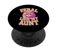 Feral Like My Aunt Angry Cat Design PopSockets Adhesive PopGrip