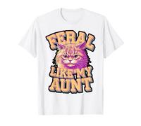 Feral Like My Aunt Angry Cat Design T-Shirt