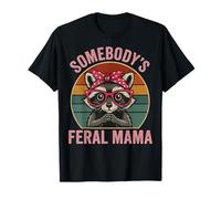 Feral Mama Raccoon Retro Funny Animal Graphic T-Shirt