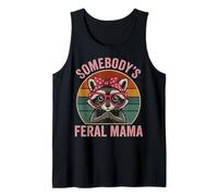 Feral Mama Raccoon Retro Funny Animal Graphic Tank Top