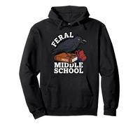 Feral Middle Math School Crow Funny Textbook Deadpan Kid Pullover Hoodie