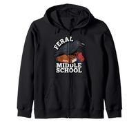 Feral Middle Math School Crow Funny Textbook Deadpan Kid Zip Hoodie