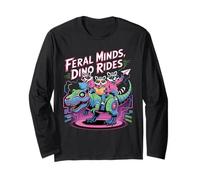 Feral Minds Raccoon Squad on T-Rex Robotic Back to School Long Sleeve T-Shirt