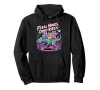 Feral Minds Raccoon Squad on T-Rex Robotic Back to School Pullover Hoodie
