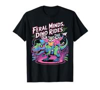 Feral Minds Raccoon Squad on T-Rex Robotic Back to School T-Shirt