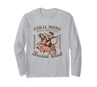 Feral Moms Raising Hellions Social Club Vintage Style Long Sleeve T-Shirt