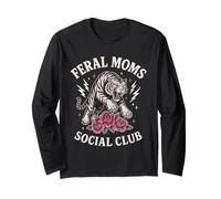 Feral Moms Social Club Fierce Woman Demon Art Long Sleeve T-Shirt