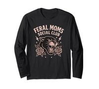Feral Moms Social Club Panther Roses Art Long Sleeve T-Shirt