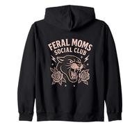 Feral Moms Social Club Panther Roses Art Zip Hoodie