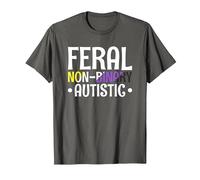 Feral Non Binary Autistic Genderqueer Queer Non Binary T-Shirt, Men, Asphalt Grey, 3X-Large